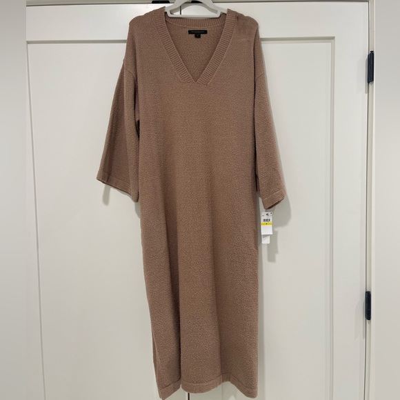 Donna Karan Sleepwear Cozy Bouclé V-Neck Lounge Dress – Almond  Size M NWT - Picture 8 of 8